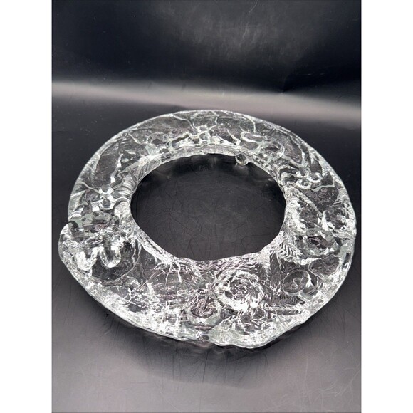 Round Glass Christmas Wreath Candle Holder Table Centrepiece 8” - Picture 2 of 3